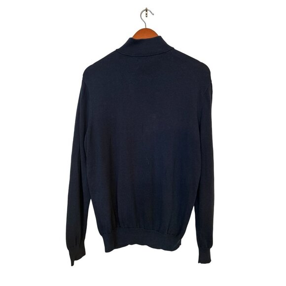 PERRY ELLIS 1/4 Zip Knitted Sweater Navy Blue Pullover Cotton Modal Blend Size L - Picture 6 of 7